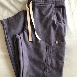 FIGS HEATHER DENIM YOLA SKINNY SCRUB PANTS XSP